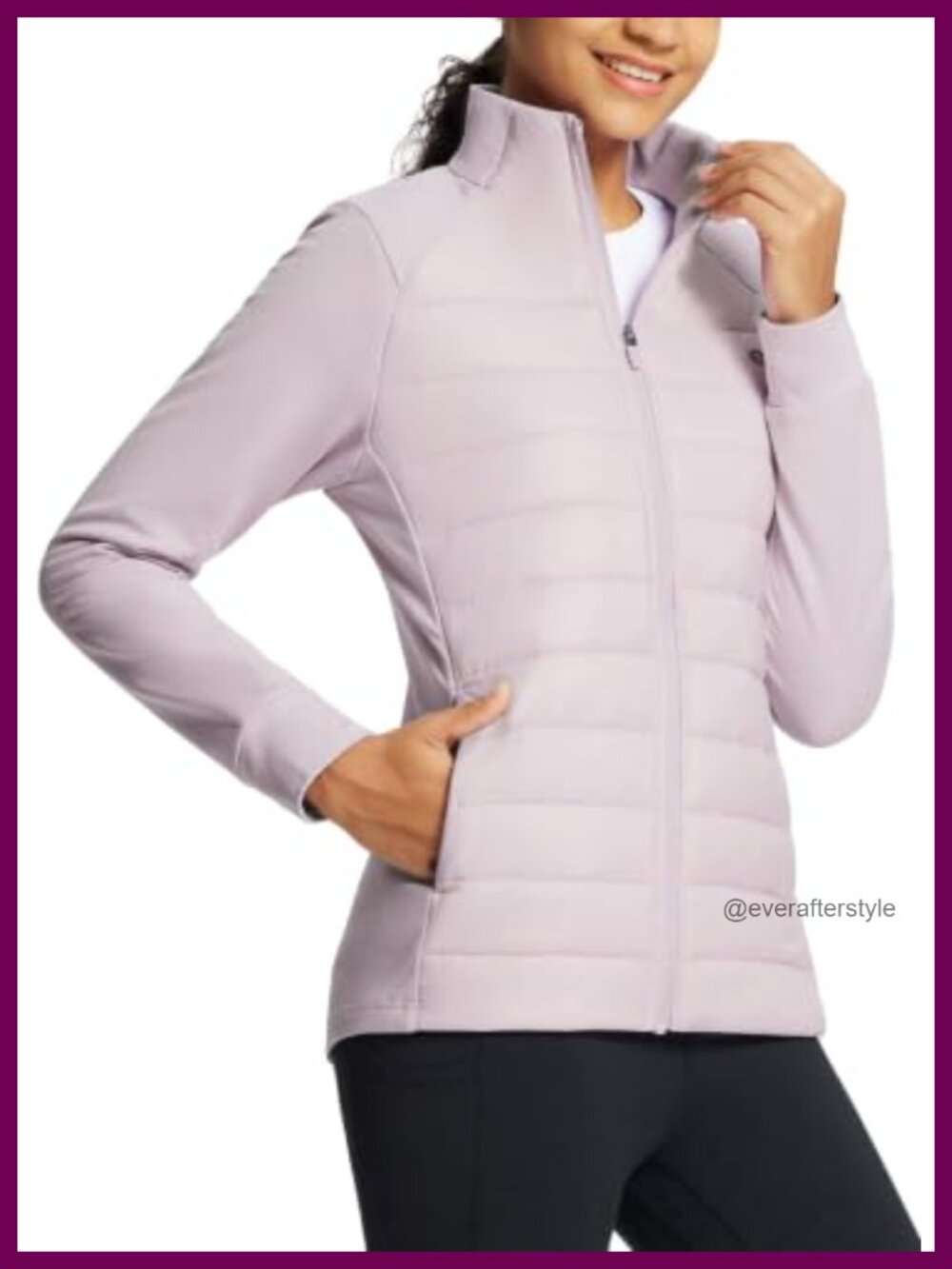 Women's Lightweight Puffer Running Jacket Zip Pockets Quilted Winter Coat